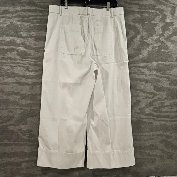 Spanx NWT SZ 1X White Wide Leg Crop Stretch Twill Pants Zip Pockets